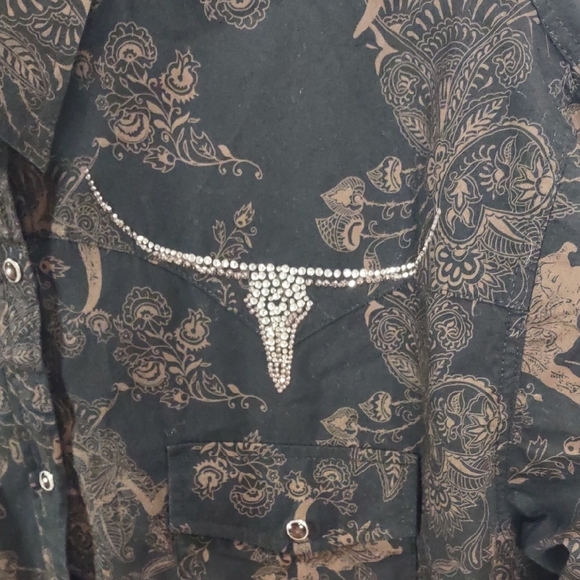 COWGIRL HARDWARE,Black and Brown Western Shirt, Size XL - Picture 5 of 17